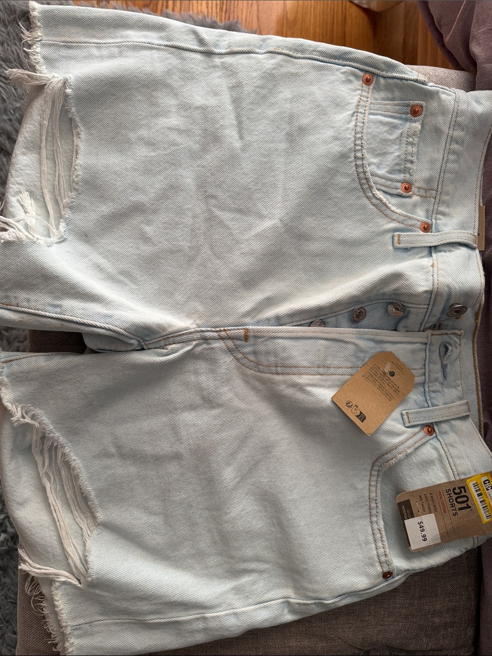Levi's Light Blue Distressed Denim Jean Shorts